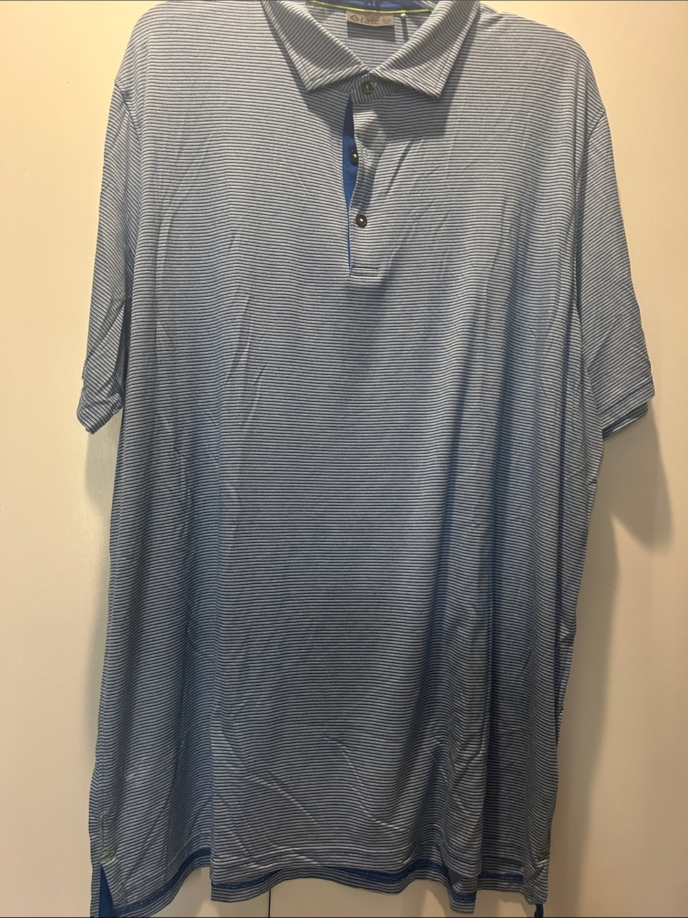 TASC Performance Men's Light Blue Micro-Stripe Polo Shirt